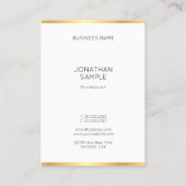 Carte De Visite Modèle professionnel moderne Elegant Gold White (Dos)