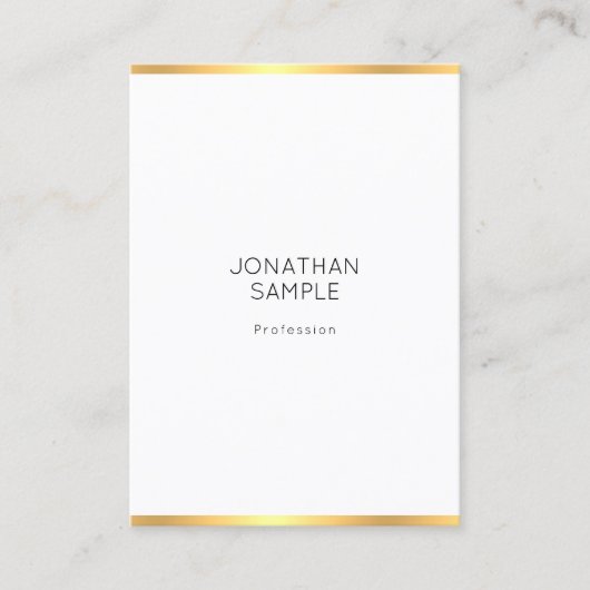 Carte De Visite Modèle professionnel moderne Elegant Gold White (Devant)