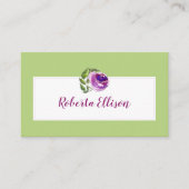 Carte De Visite Modèle professionnel Rose d'aquarelle couleur viol (Devant)