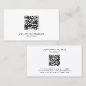 Carte De Visite Modèle QR Code élégant moderne et épuré Profession (Devant / Derrière)