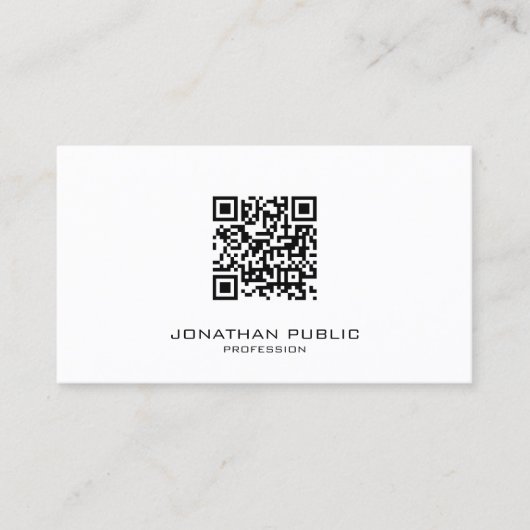 Carte De Visite Modèle QR Code élégant moderne et épuré Profession (Devant)
