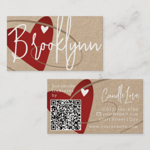 Carte De Visite Modèle QR Code Fabriqué Avec L'Amour Artistes Coeu