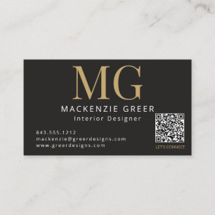 Carte De Visite Modèle QR Code Moderne Monogramme Professionnel