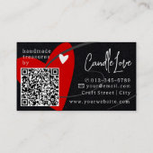 Carte De Visite Modèle QR Code Rouge fait avec l'amour de l'artisa (Dos)