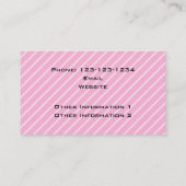 Carte De Visite Modèle rayé diagonal rose de sucrerie (Dos)