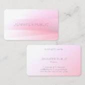 Carte De Visite Modèle rose blanc élégant Design moderne tendance (Devant / Derrière)