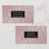 Carte De Visite Modèle rose Gold Damask | Luxe (Devant / Derrière)