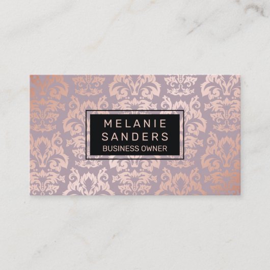 Carte De Visite Modèle rose Gold Damask | Luxe (Devant)