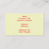 Carte De Visite Modèle rouge de fraise (Dos)