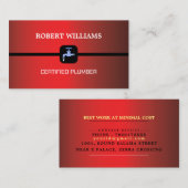 Carte De Visite Modèle rouge plombier à domicile qualifié avec ban (Devant / Derrière)