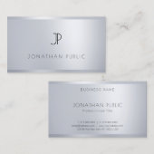 Carte De Visite Modèle Silver tendance Monogram Cool professionnel (Devant / Derrière)
