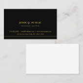 Carte De Visite Modèle simple chic professionnel noir et or (Devant / Derrière)