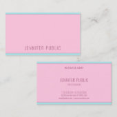 Carte De Visite Modèle simple créatif moderne rose et bleu (Devant / Derrière)