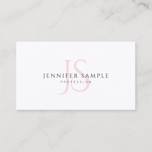 Carte De Visite Modèle simple créatif rose monogramme chic moderne (Devant)