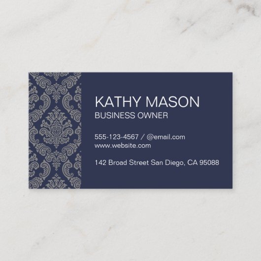 Carte De Visite Modèle simple de Damas d'entreprise (Devant)