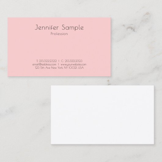 Carte De Visite Modèle simple et moderne rose vif Élégant (Devant / Derrière)
