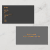 Carte De Visite Modèle simple, graphite simple+gris, couleurs DO-I (Devant / Derrière)