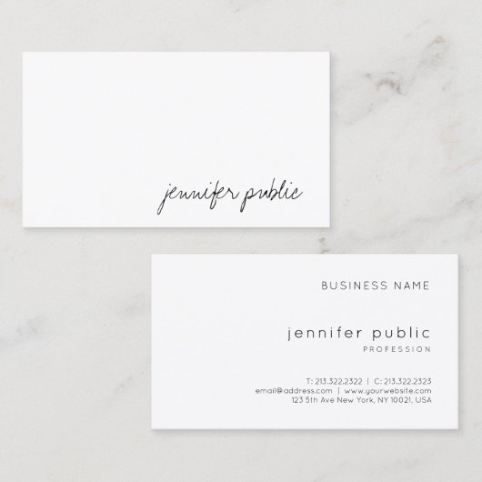 Carte De Visite Modèle simple moderne de script élégant tendance (Devant / Derrière)