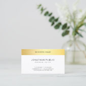 Carte De Visite Modèle simple Moderne Élégant Or Blanc Haut (Debout devant)