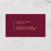 Carte De Visite Modèle simple moderne élégant texte doré (Dos)