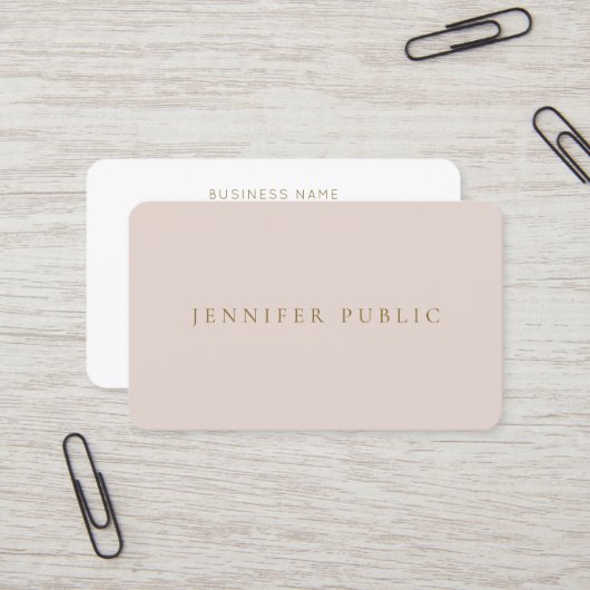Carte De Visite Modèle simple moderne professionnel beige et blanc (Devant/Arrière en situation)