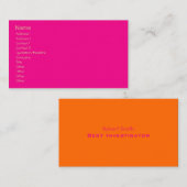 Carte De Visite Modèle simple, rose simple et orange mandarin (Devant / Derrière)