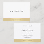 Carte De Visite Modèle simple tendance élégant Or blanc moderne (Devant / Derrière)