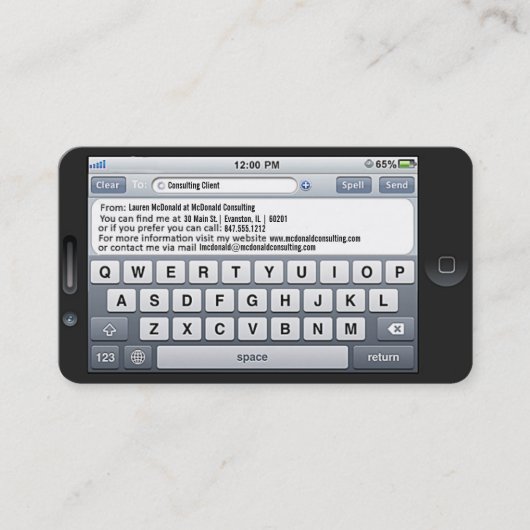 carte de visite modèle sms iphone (Devant)