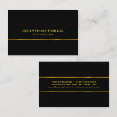 Carte De Visite Modèle sophistiqué moderne d'or noir élégant (Devant / Derrière)