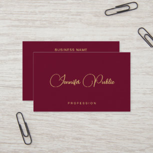 Carte De Visite Modèle Tendance Or Texte Calligraphie Luxueux