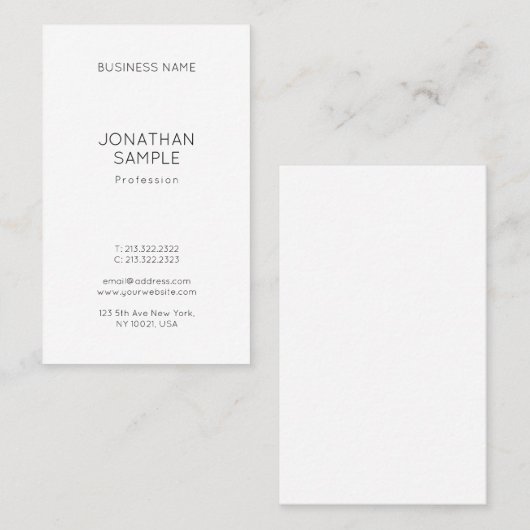 Carte De Visite Modèle vertical à conception simple professionnell (Devant / Derrière)