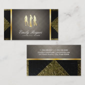 Carte De Visite Modèles / Carreaux noir et or avec finition or (Devant / Derrière)