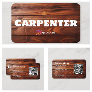 Carte De Visite Modèles Code QR Charpentier Aspect Rustique