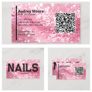 Carte De Visite Modèles de code QR pour techniciens de manucure pr