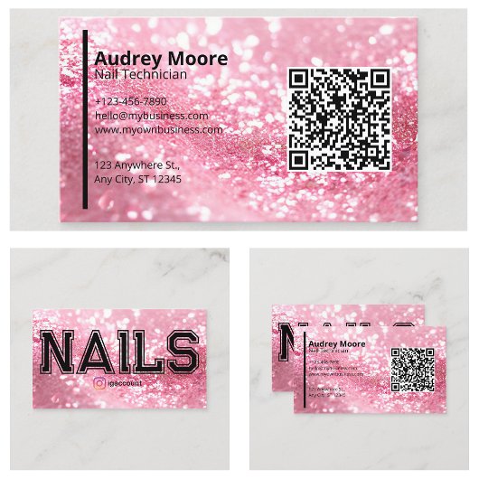 Carte De Visite Modèles de code QR pour techniciens de manucure pr