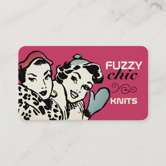 Carte De Visite Modèles de mode rétro mitaines casquette tricot cr (Devant)