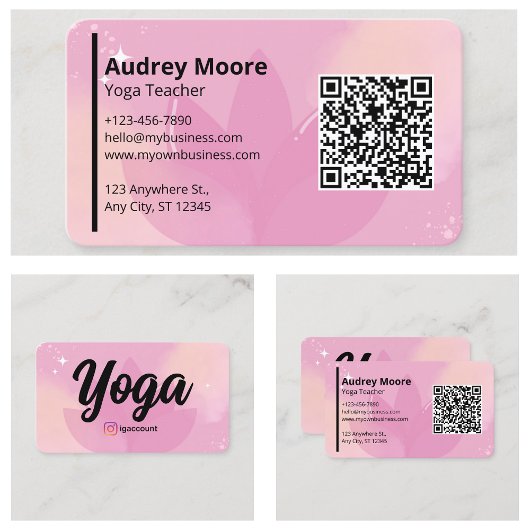 Carte De Visite Modèles de professeur de yoga Code QR