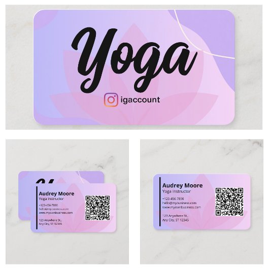 Carte De Visite Modèles de professeur de yoga moderne
