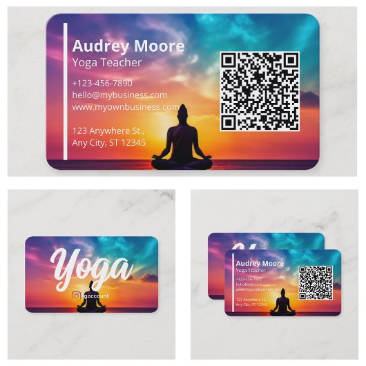 Carte De Visite Modèles de professeur de yoga moderne Conception d