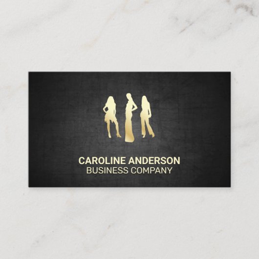 Carte De Visite Modèles Gold | Arrière - plan de texture noire (Devant)