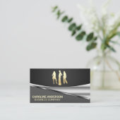 Carte De Visite Modèles Gold | Arrière - plan en métal gris noir (Debout devant)