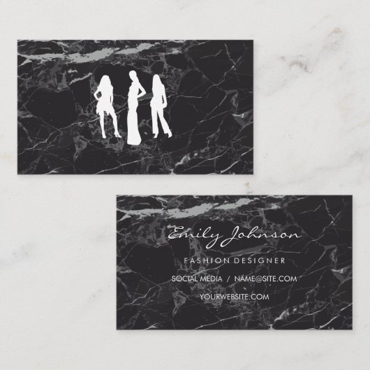 Carte De Visite Modèles | Marbre noir (Devant / Derrière)
