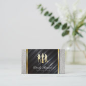 Carte De Visite Modèles / Métal & Cuir Blanc / Découpe Or (Debout devant)