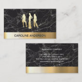 Carte De Visite Modèles métalliques d'or | Bloc couleur marbre noi (Devant / Derrière)