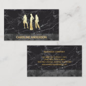 Carte De Visite Modèles métalliques d'or | Bloc couleur marbre noi (Devant / Derrière)