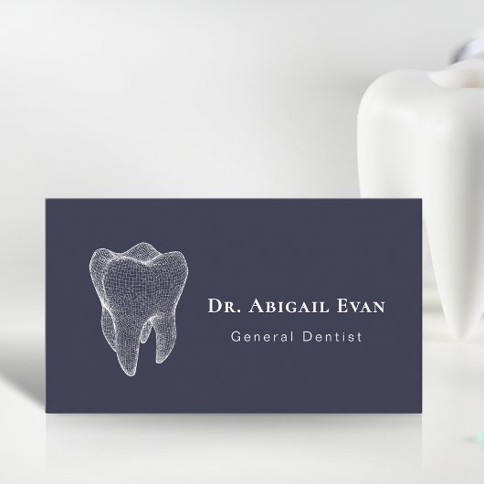 Carte De Visite Modern 3D Tooth Professional Navy Blue Dentist