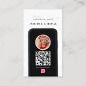 Carte De Visite Modern 6 Photo Feed Grid Médias sociaux QR Code (Devant)