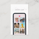 Carte De Visite Modern 6 Photo Feed Grid Médias sociaux QR Code (Dos)