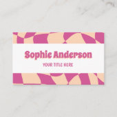 Carte De Visite Modern 70s Retro Pink Wavy with QR Code (Devant)