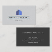 Carte De Visite Modern Abstract Blue Home Logo Realtor Ash Black (Devant / Derrière)